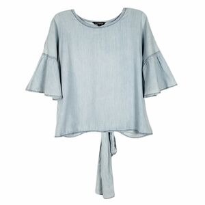 EXPRESS chambray bell sleeve tie back blouse top